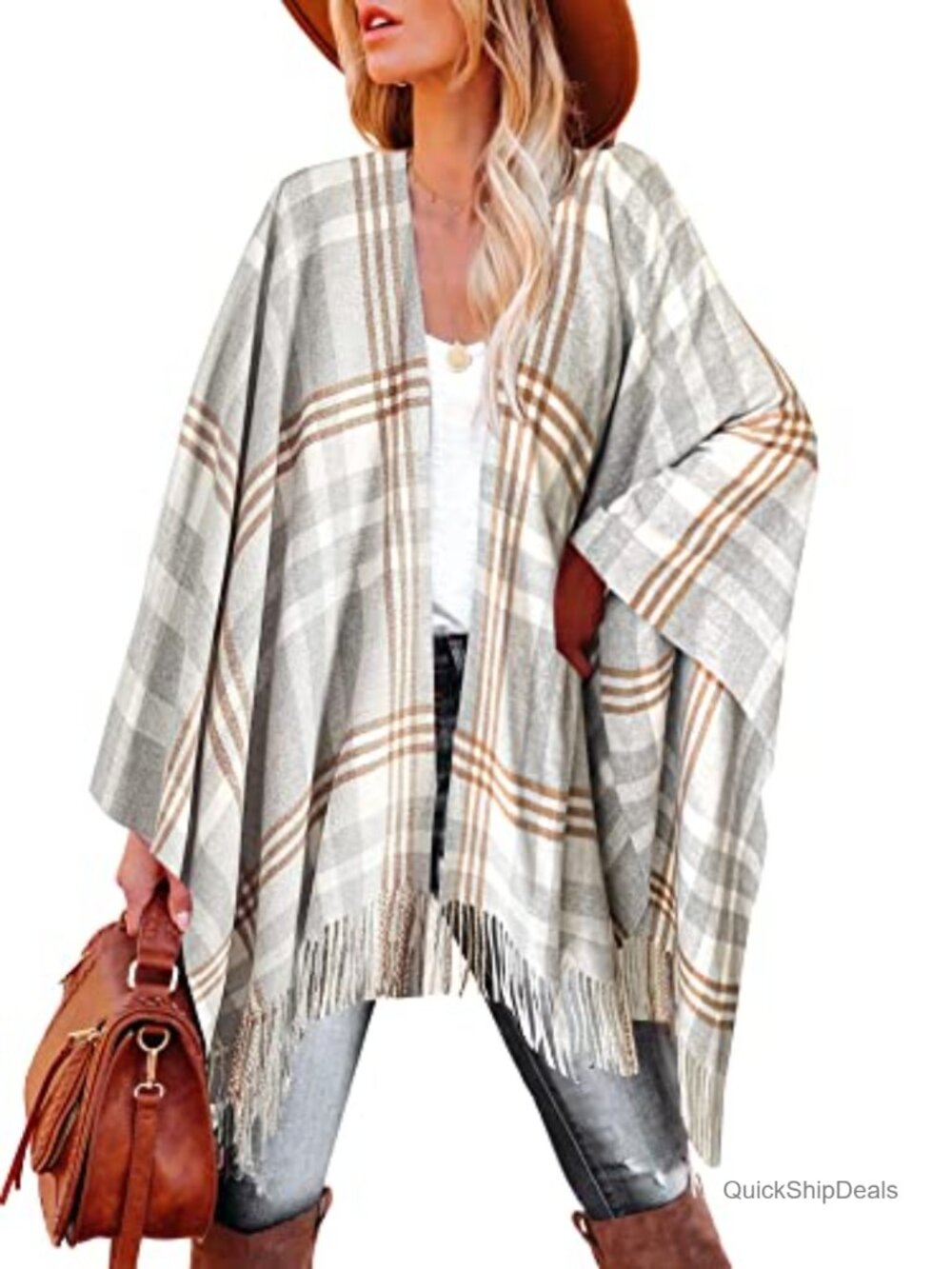 Women's Shawl Wrap Poncho Ruana Cardigan Fringe Tassel Soft Oversized